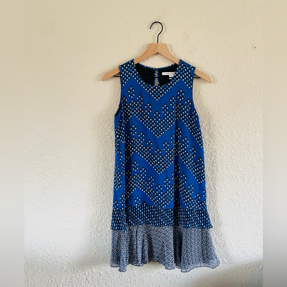 Diane Von Furstenburg Blue Print Mini Dress